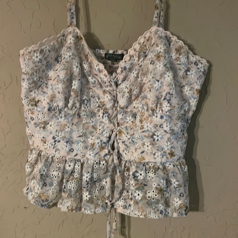 Floral multi layer corset blouse tank top